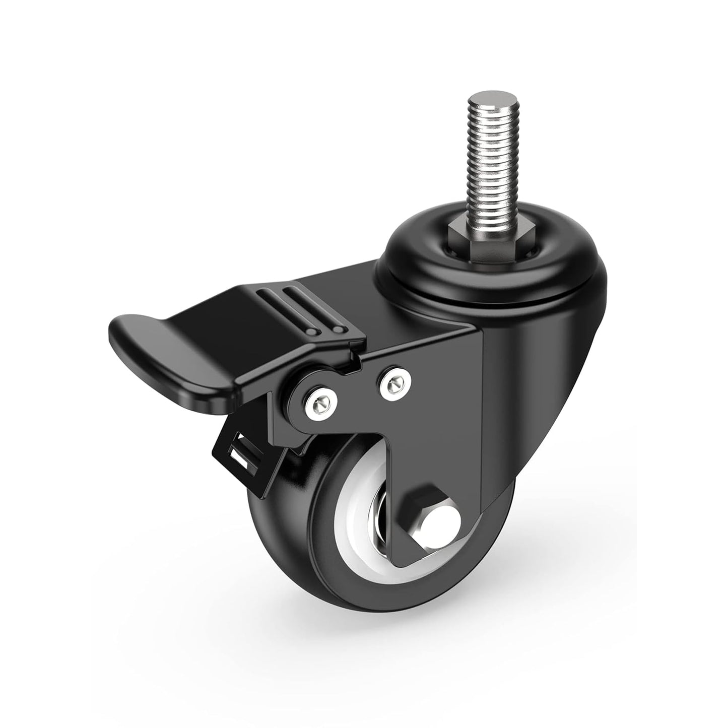 HOLKIE Stem Caster Wheels 2 inch Total Locking Casters Set of 4, Threaded Stem 3/8" -16 x 1 (Diameter 3/8", Length 1") Swivel Heavy Duty Castors Black