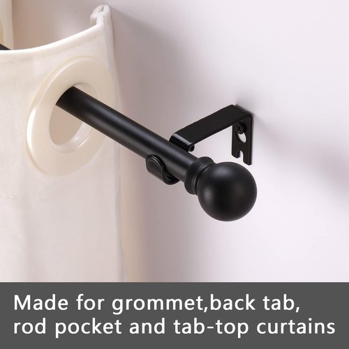 GXOACKJ Heavy-Duty Curtain Rod Set - Decorative Matte Black, 48 to 84 Inches, Includes Brackets