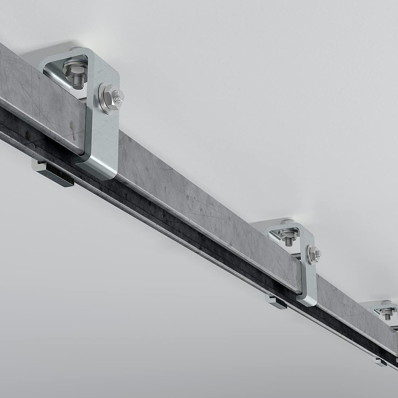Strut Channel Trolley Track, 57 in (4.76 ft) 1-5/8" x 1-5/8", 12 Gauge Steel U-Channel, Galvanized Finish, Slotted Back, 4 Pack