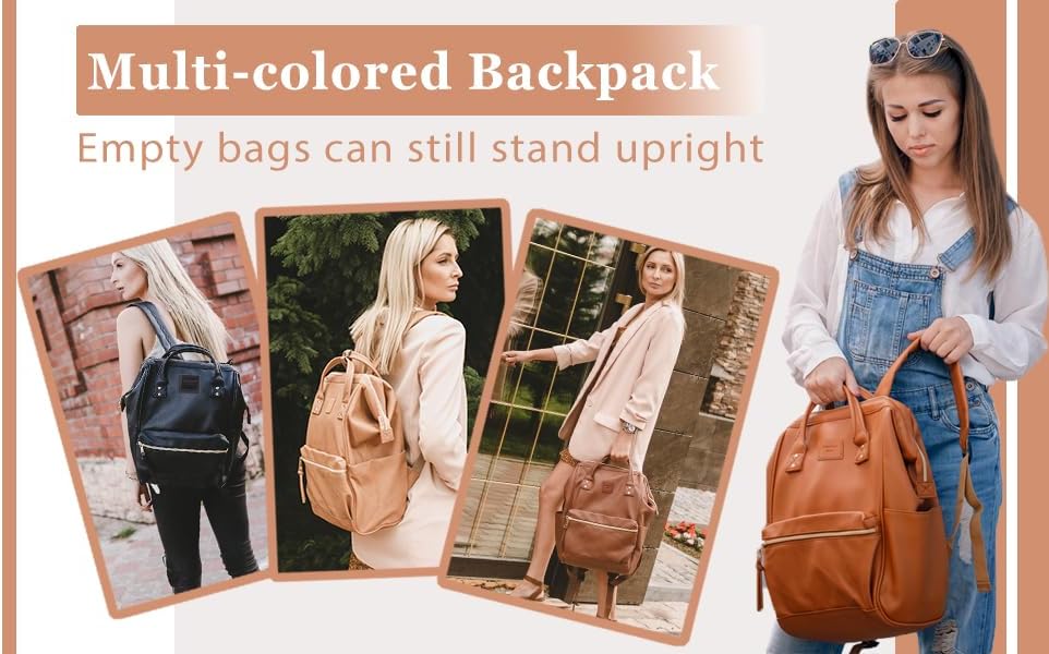 Backpack 15.6-16 Inch Backpack 16 Kah&Kee Leather Laptop for Women, Professional Work Bag, Water-Resistant Vegan
