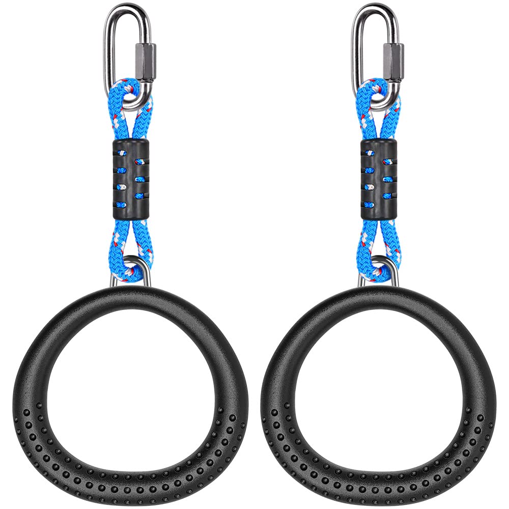 Dolibest 2 Pack of Ninja Gymnastic Rings, Monkey Ring Outdoor Backyard Ninja Accessories Set, Obstacle Course for Training,1000LB Capacity(Black)