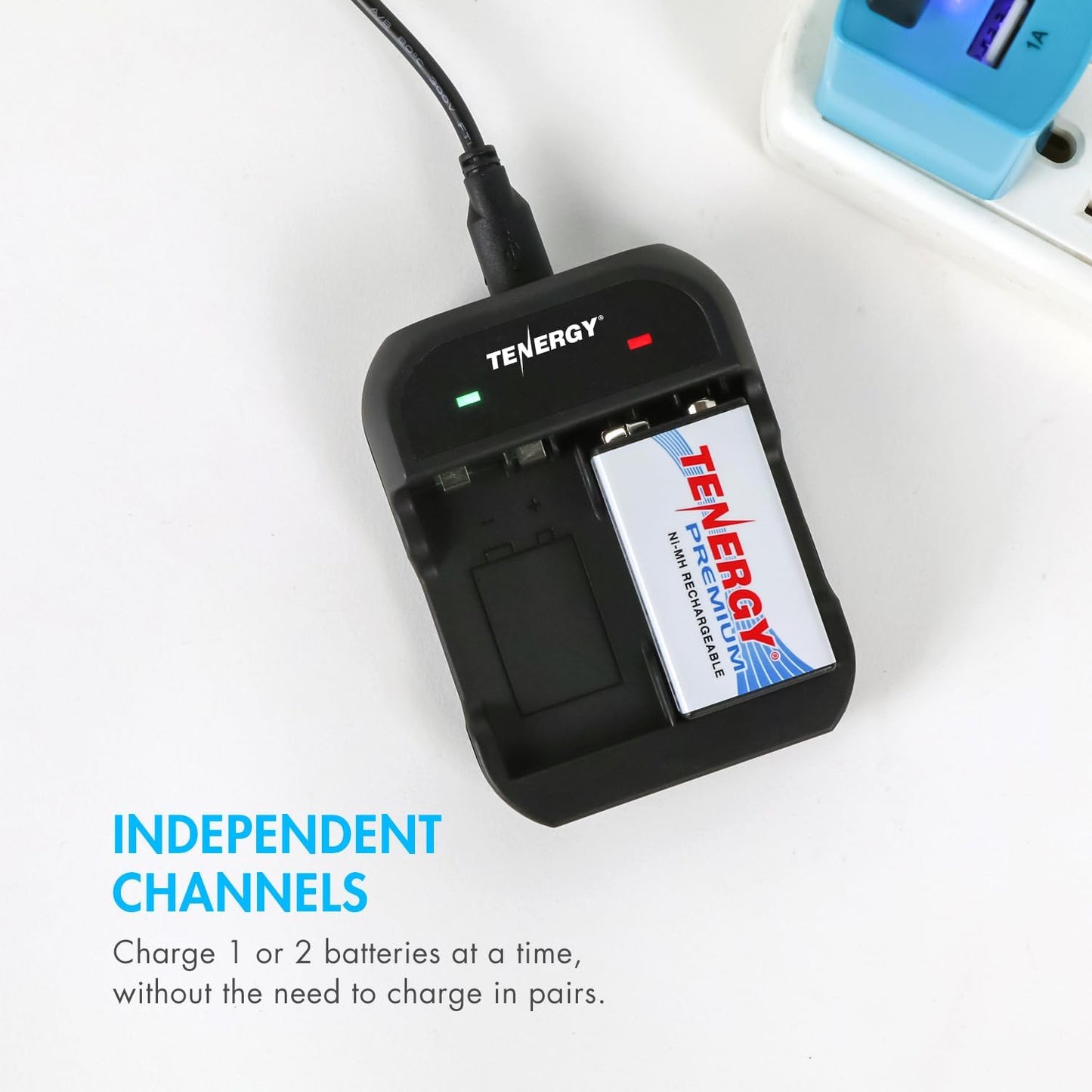 Tenergy TN141 9V 9V 9 Smart Charger for NiMH Rechargeable Batteries, Cells Battery Charger, Volt NiMH