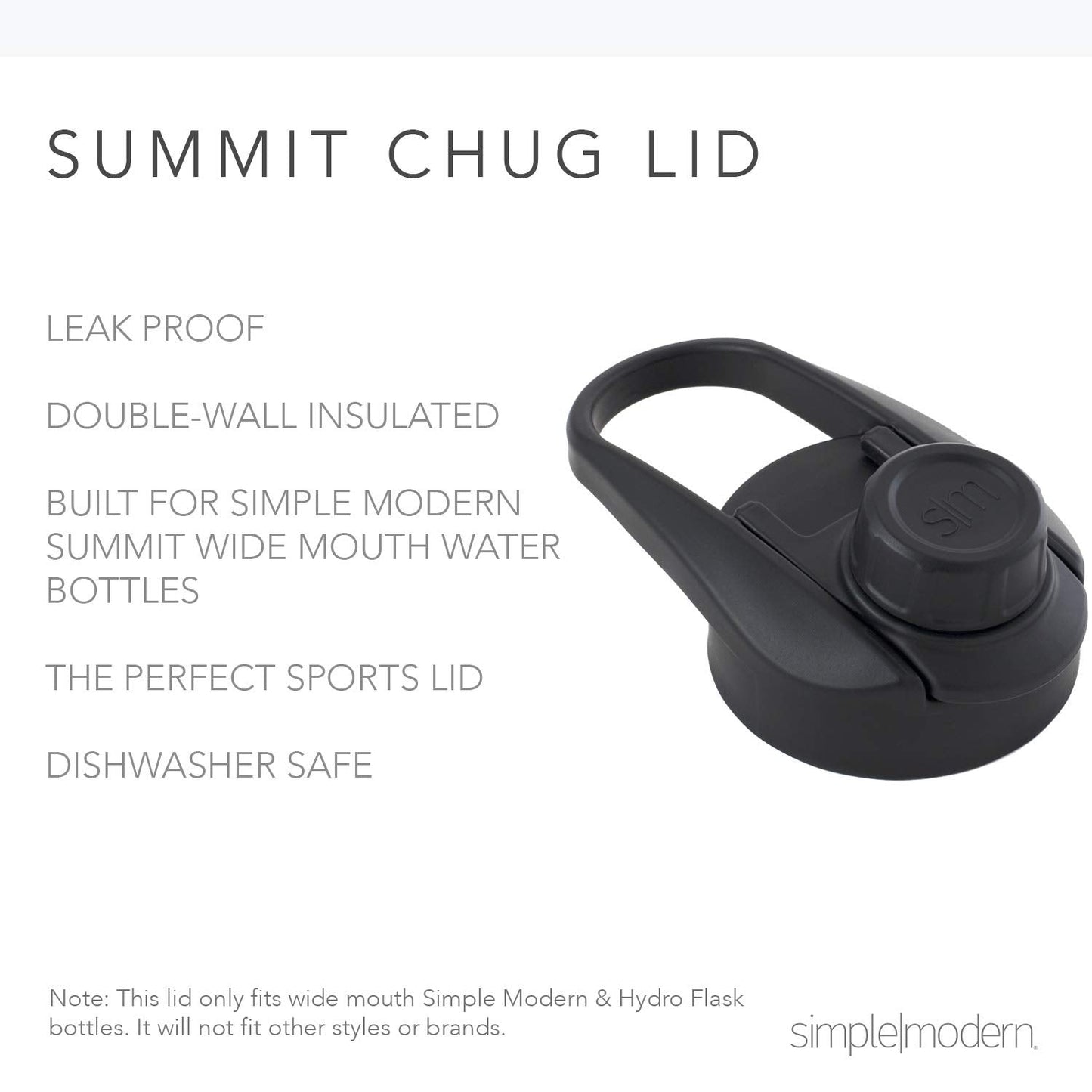Simple Modern Water Bottle with Chug Lid Vacuum Insulated Stainless Steel Metal Thermos Bottles | Reusable Leak Proof BPA-Free Flask for Sports | Summit Collection | 32oz, Midnight Black