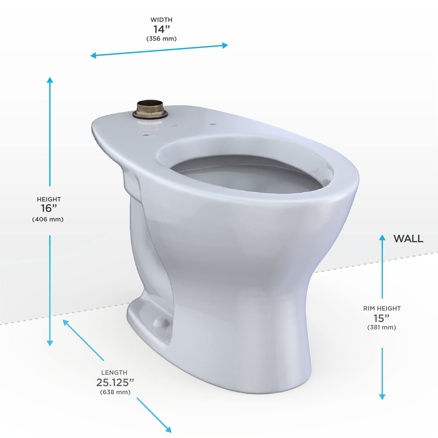 TOTO® TORNADO FLUSH® Commercial Flushometer Floor-Mounted Toilet, Elongated, Cotton White - CT725CU#01