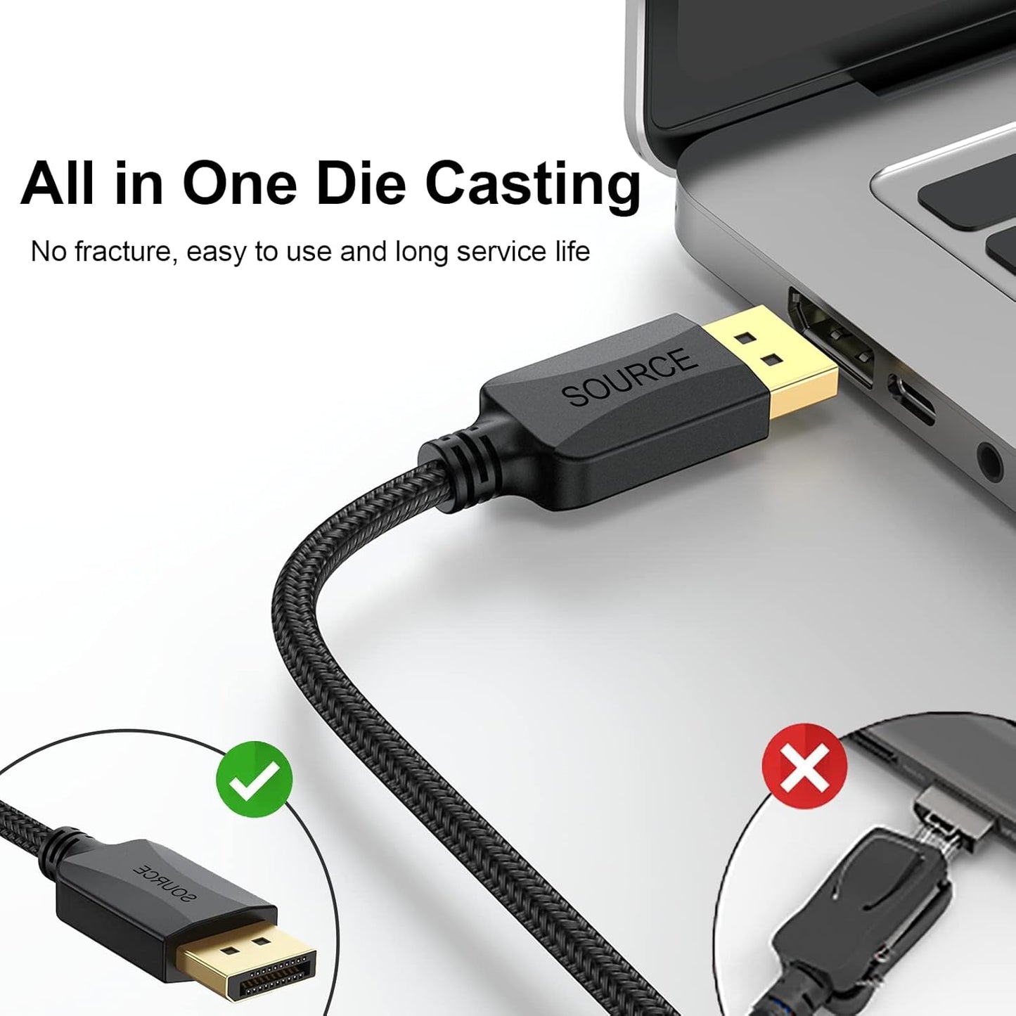 3ft, 2-Pack 4K UHD(4K, 2K, 1080P) Thin DisplayPort to HDMI Cable Display Port DP to HDMI Cable Adapter Male Cord