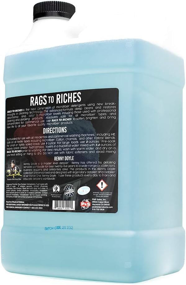 P & S Professional Detail Products - Rags to Riches Premium Microfiber Detergent | Deep Clean & Restore, 1 Gallon
