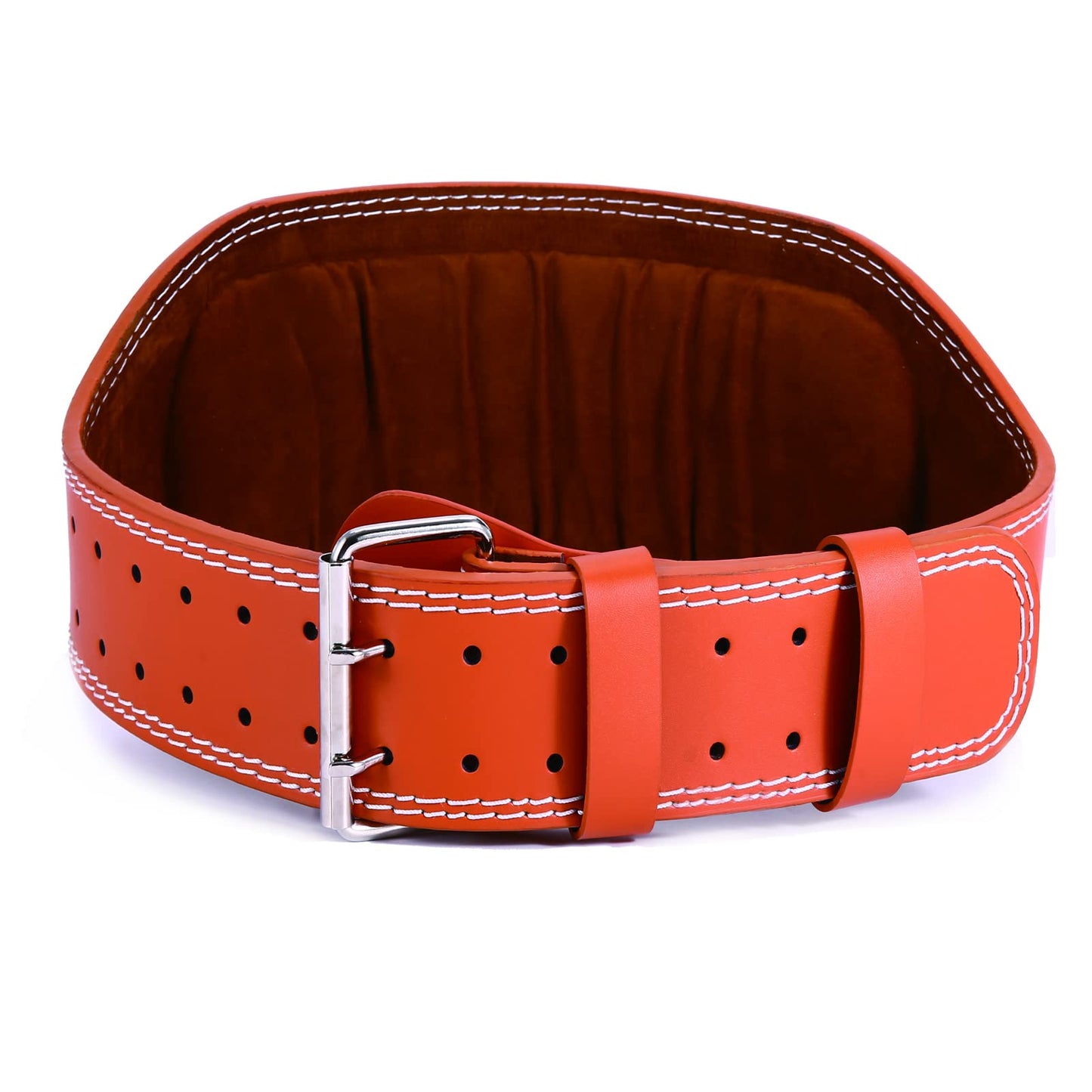 Genuine Leather Weight Lifting Belt for Men Double Prong Power Belt Heavy Duty - Strong, Stabilizing Back Support for Deadlifts, Squats Powerlifting