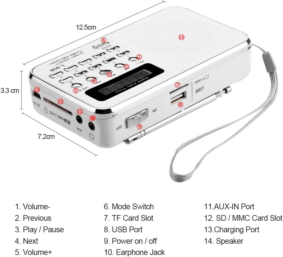 Docooler L-938 3W MP3 1.5 Inch MMC Mini FM Radio Digital Portable Stereo Speaker Audio Player High Fidelity Sound