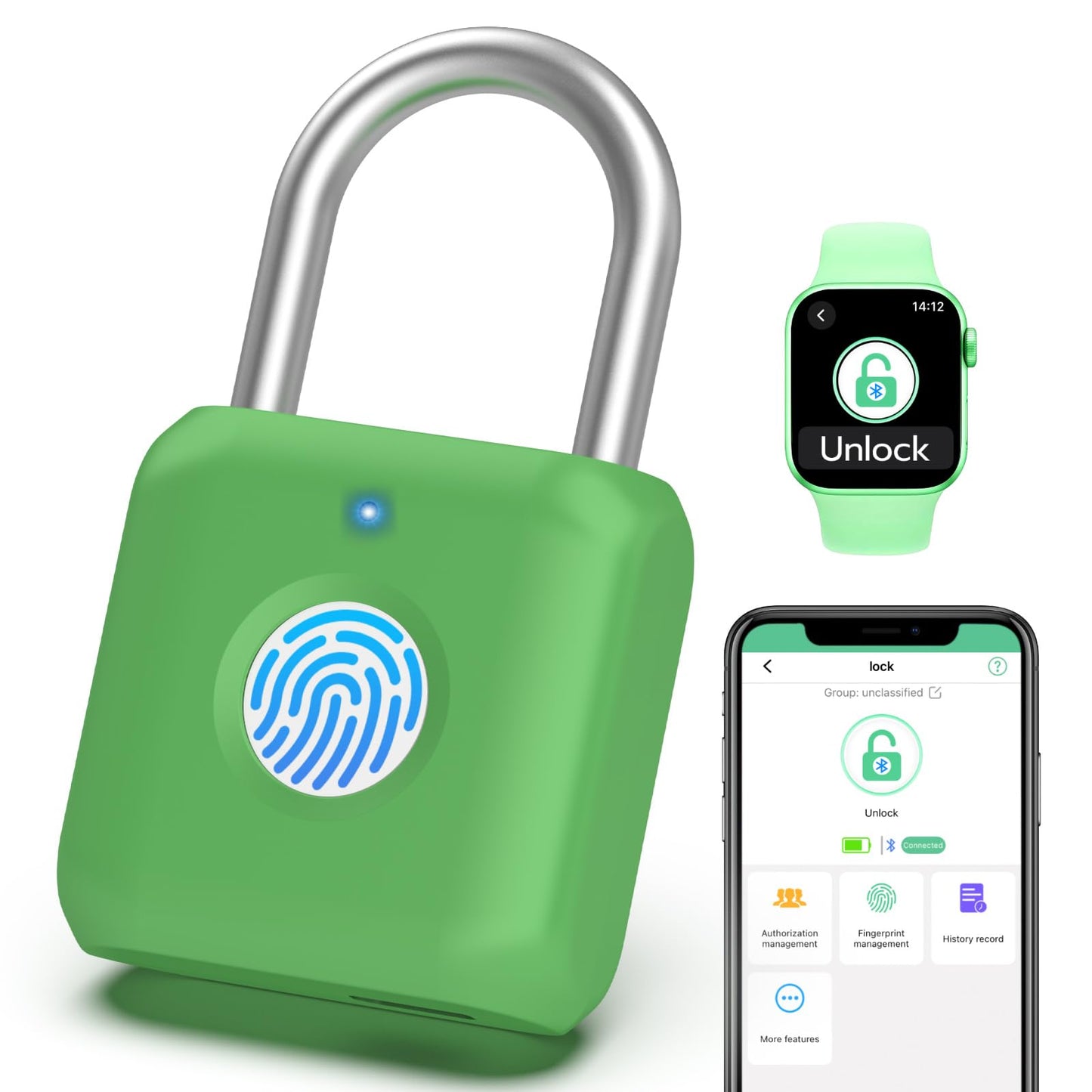 Fingerprint Padlock,Gym Locker Lock,Smart Padlock with APP Unlock,Fingerprint Lock USB Rechargeable for Gym Locker,Locker, School,Storage, Luggage