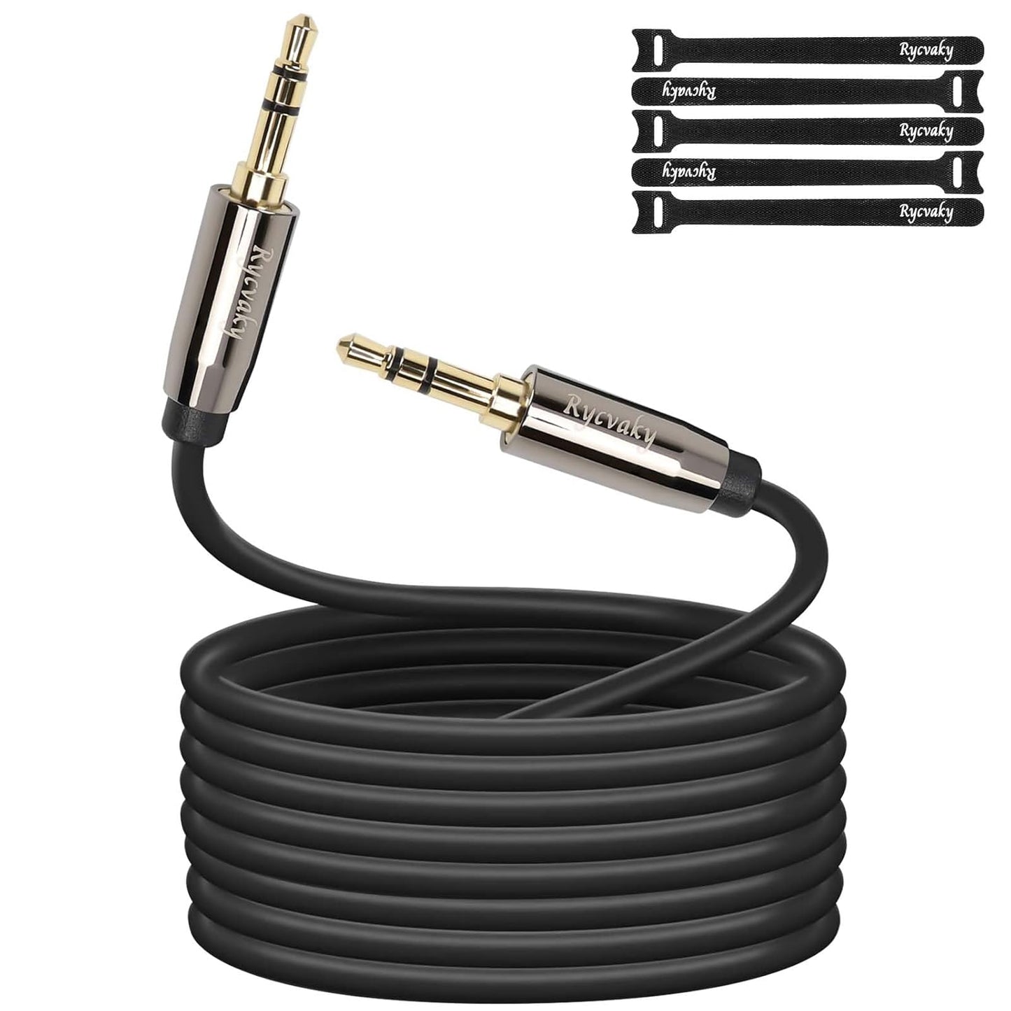 rycvaky 3.5mm Connectors,25ft 1 Pack Aux Audio Stereo Cable, Hi-Fi Sound Male to Male Aux Cable for Headphones, Car