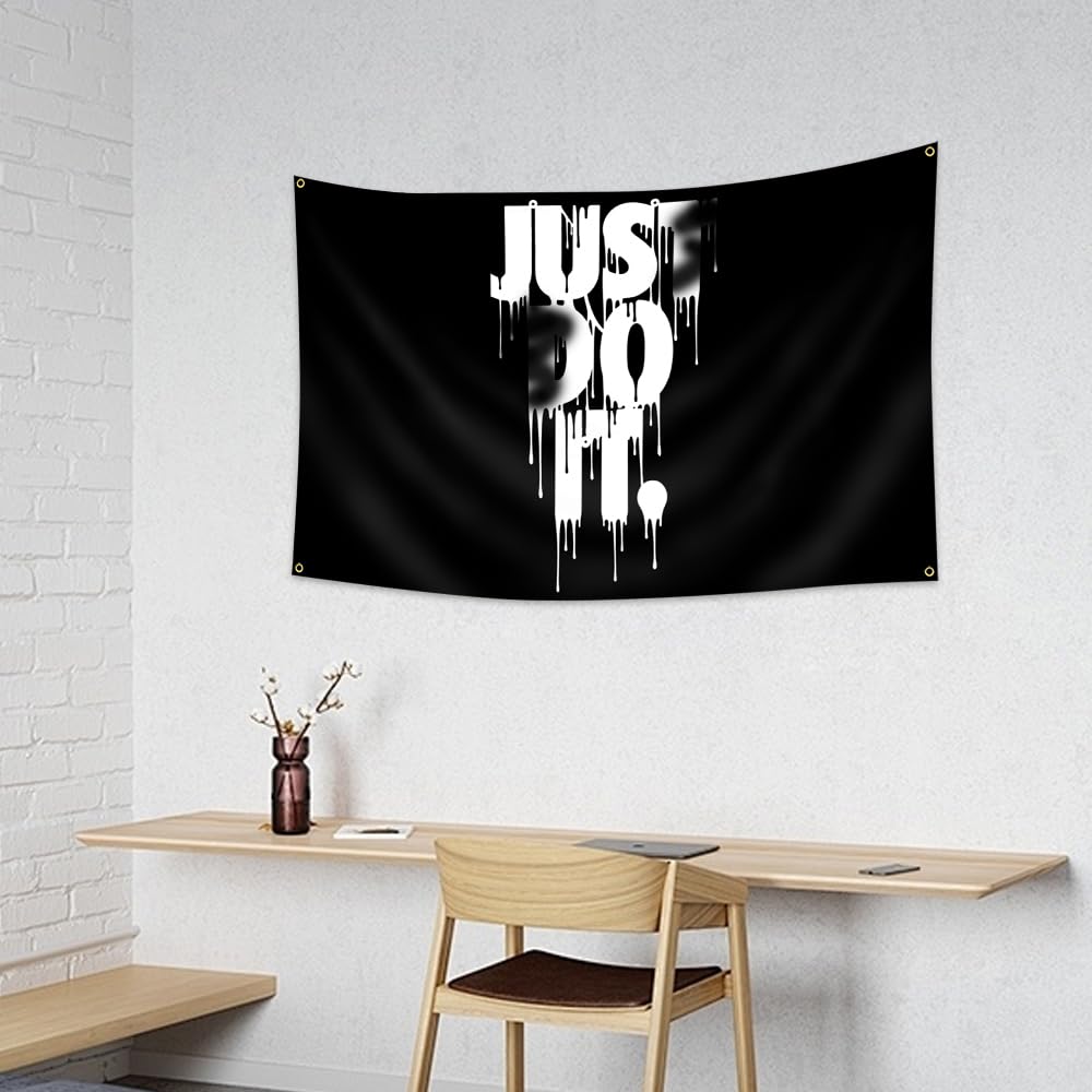 Motivational Flag 3x5 Ft Gym Flag for Home Gym, Garage, Weightlifting Wall Decor - Inspirational Tapestry with 4 Brass Grommets, Funny Fitness for Office