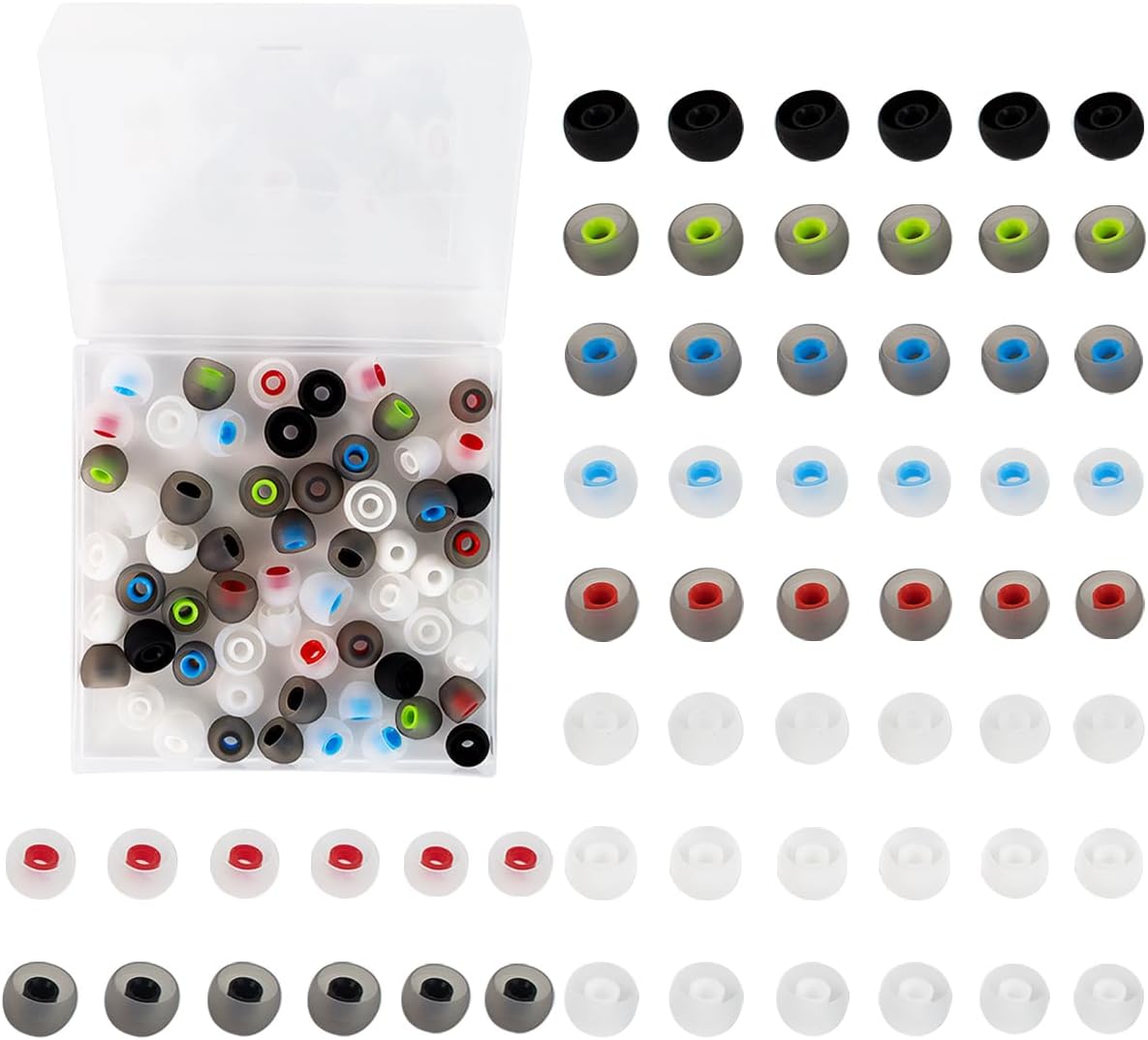 Quadafy 60PCS 3 Earbuds Replacement Tips Silicone, Ear Bud Replacement Pieces Silicone, Soft Silicone Replacement