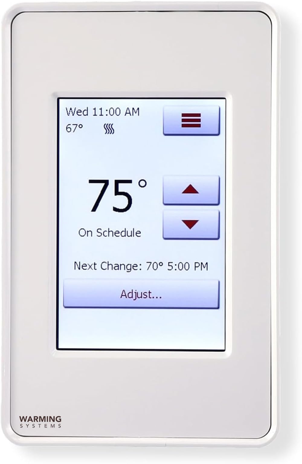 Warming Systems Electric Radiant Floor Heating Thermostat, Touch Screen Programmable Thermostat with GFCI, 120V or 240V, with Intuitive Screen Interface, UDG4-4999, Includes Floor Sensor