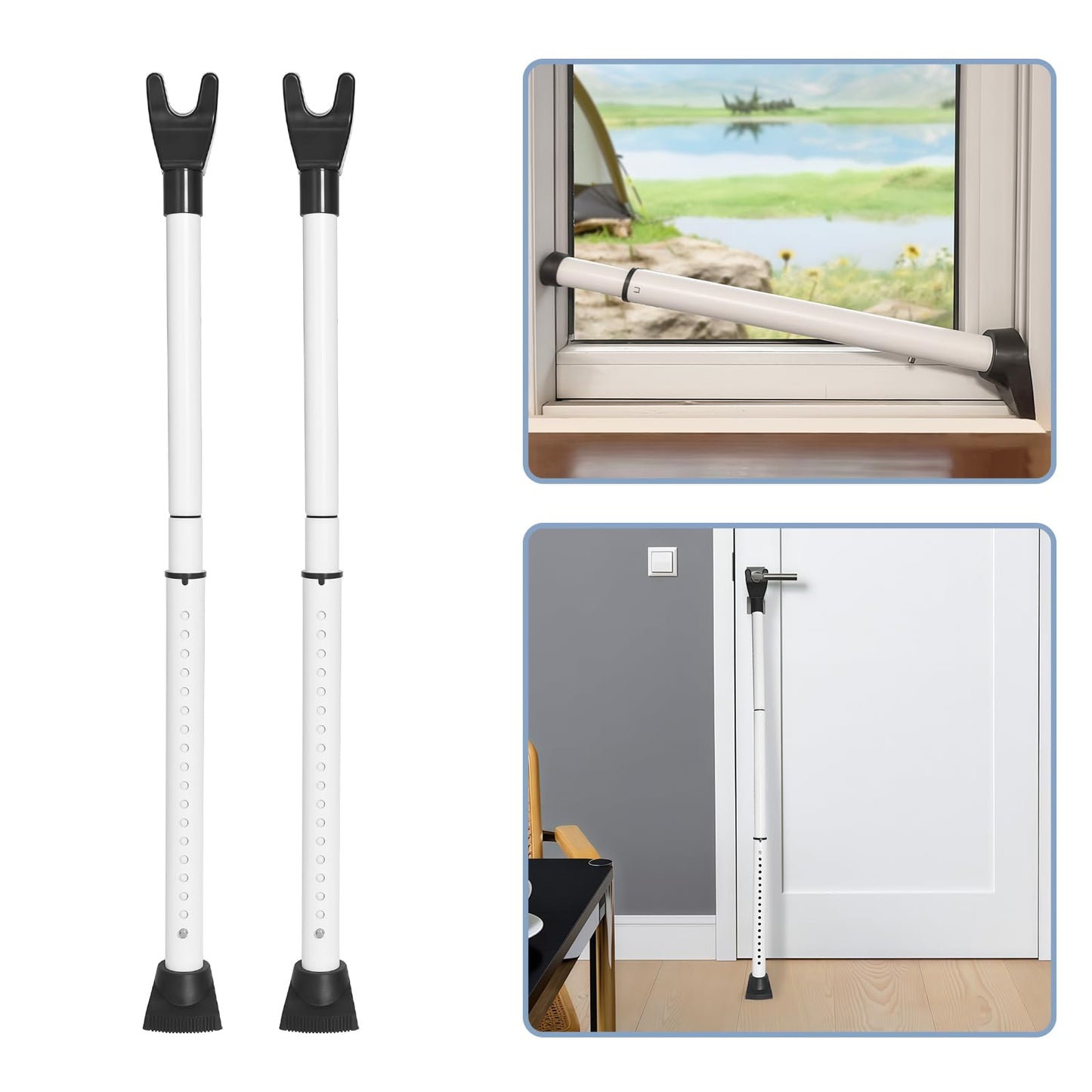 Upgraded Multi-Functional Door Security Bar & Sliding Windows Bar,Adjustable Heavy Duty Stoppers Jammer for Apartment,Home, Hotel Room