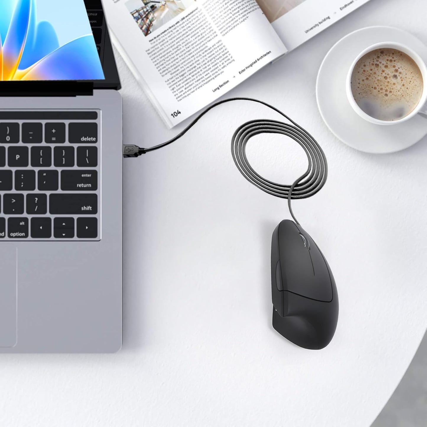 KUNSI 800/1200/1600 6 Wired Ergonomic Mouse, USB Wired Vertical Mouse with Adjustable DPI, Buttons Ergonomic Mouse
