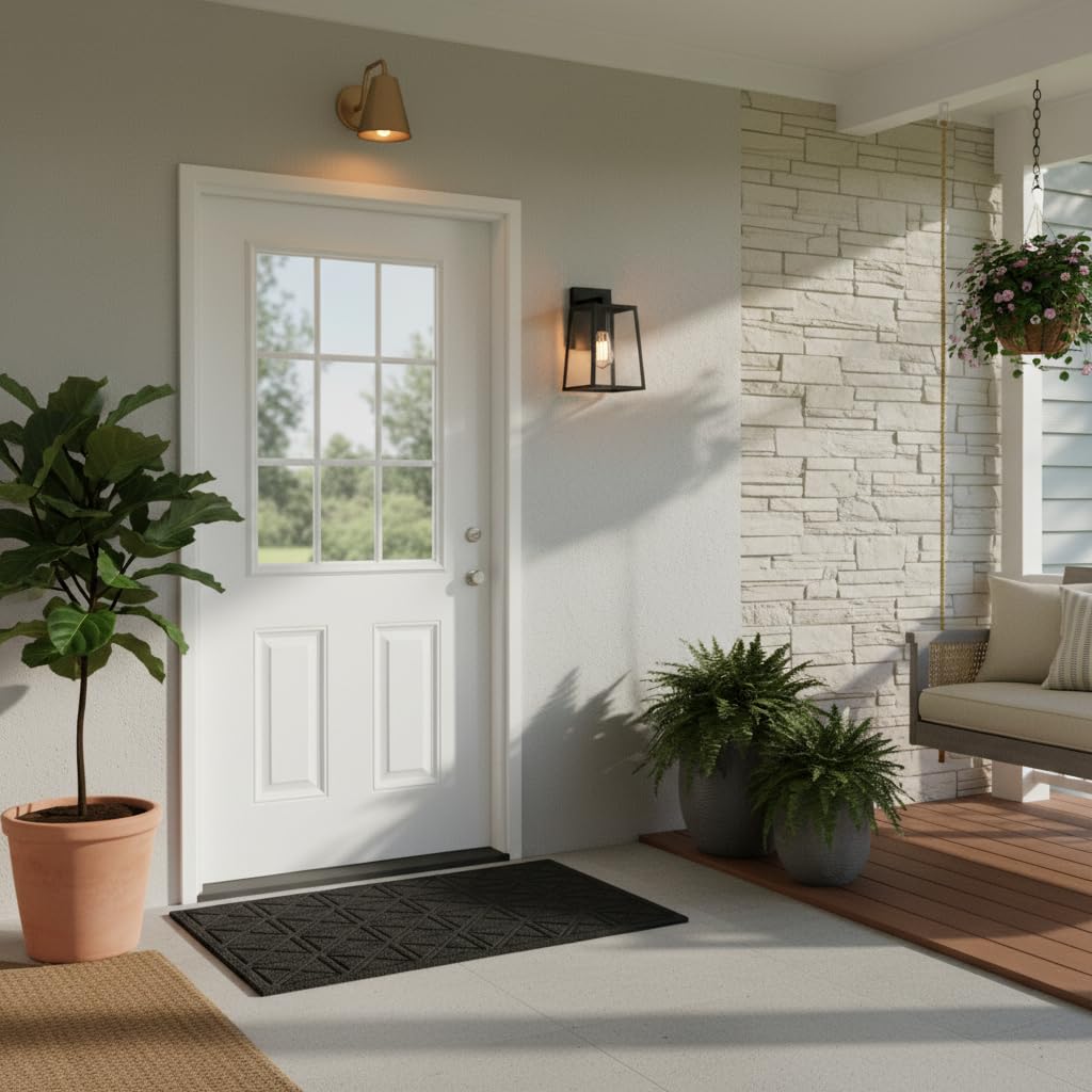 Casaphoria 36" x 80" Fiberglass Entry Door with 4-9/16" Vinyl Frame,Left Hand Inswing Exterior Door with Brickmould, 9- Lite Low-E Glass Primed Knock-Down Front Door for Home Entrance, White