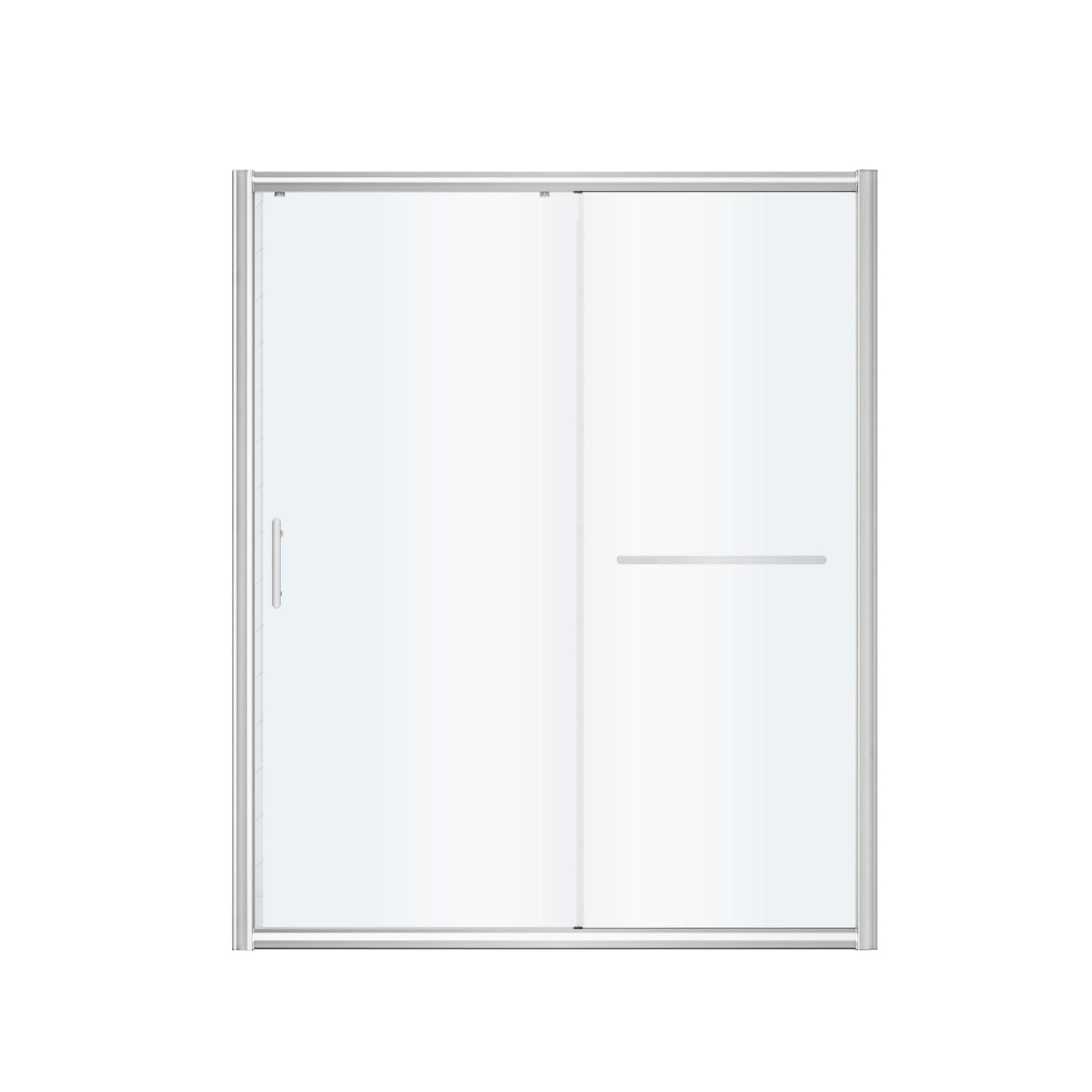 FELYL Frosted Sliding Shower Door 43-48" W x 72" H, Chrome Finish, Single Sliding Door, Framed, 1/4" (6mm) SGCC Tempered Glass, Reversible Installation