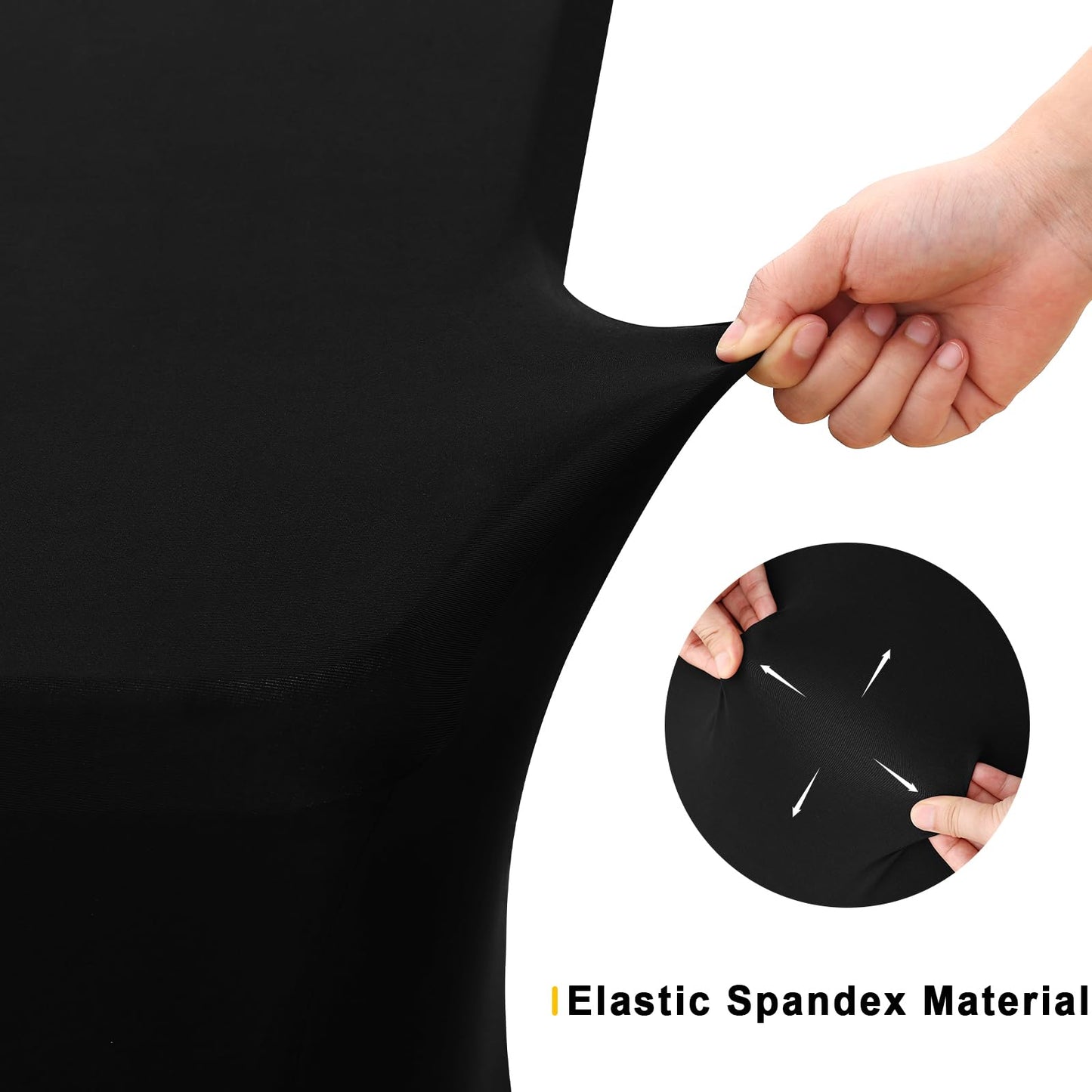 Smiry 6 Pack Spandex Table Cloth 6FT, Elastic Fitted Stretch Tablecloths, Washable and Wrinkle Free Rectangular Patio Talole Cover for Outdoor, Wedding, Banquet & Parties (Black,72Lx30Wx30H Inch)