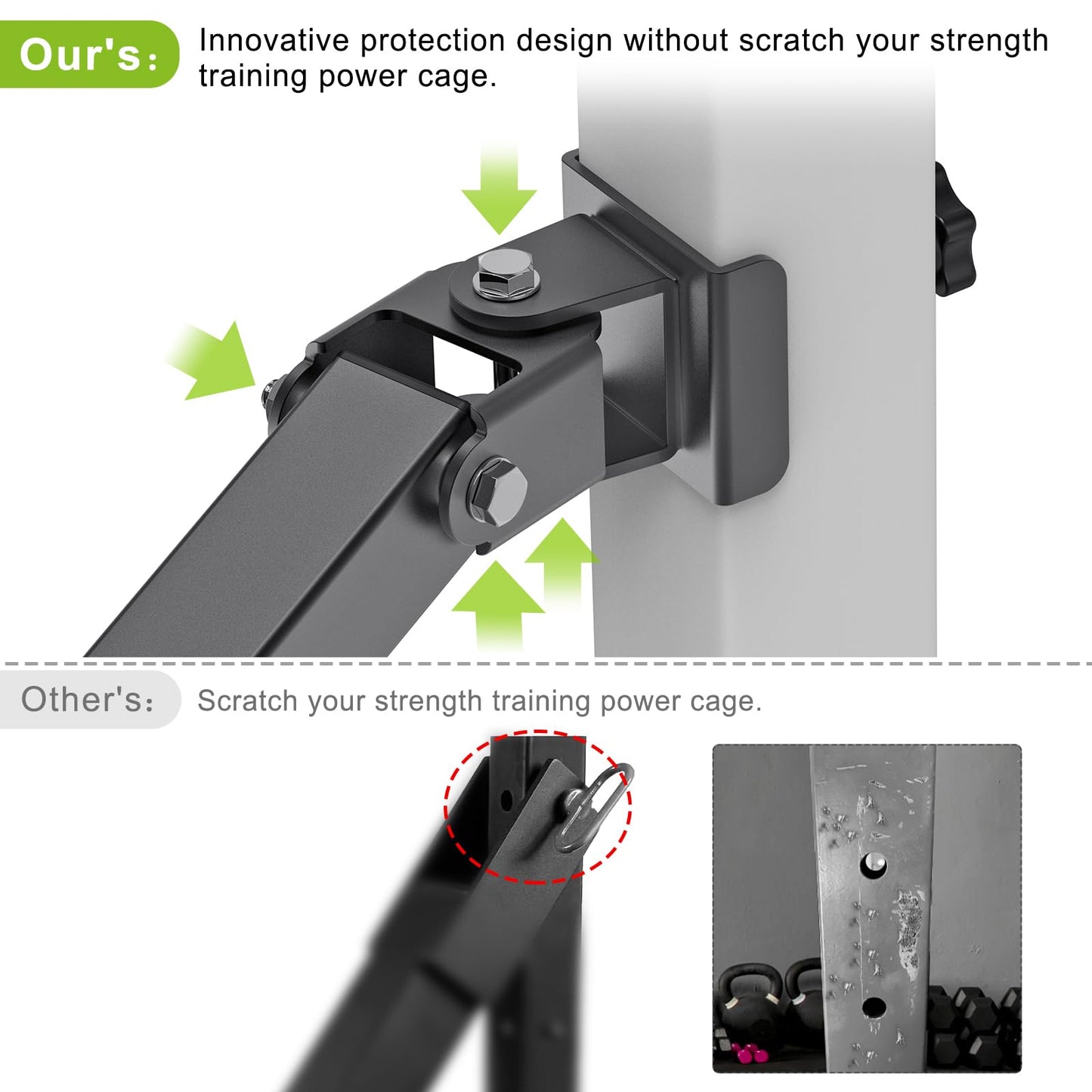 SELEWARE Belt Squat Lever Arm for 3" x 3" Power Cage with 5/8" or 1" Hole, Squat Rack Attachment Fit 1'' and 2'' Weight Plates Allow Both Vertical and Sideways Movements