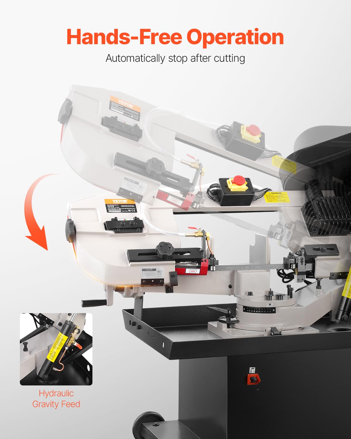 VEVOR Metal Horizontal Band Saw, 7 x 8.25 in Rectangular Cutting Capacity, 110/220V Vertical Cutting Bandsaw with 1.1 kW Motor, 0-45° Angle Adjustment, Variable Speed, for Metal, Wood, and Plastic