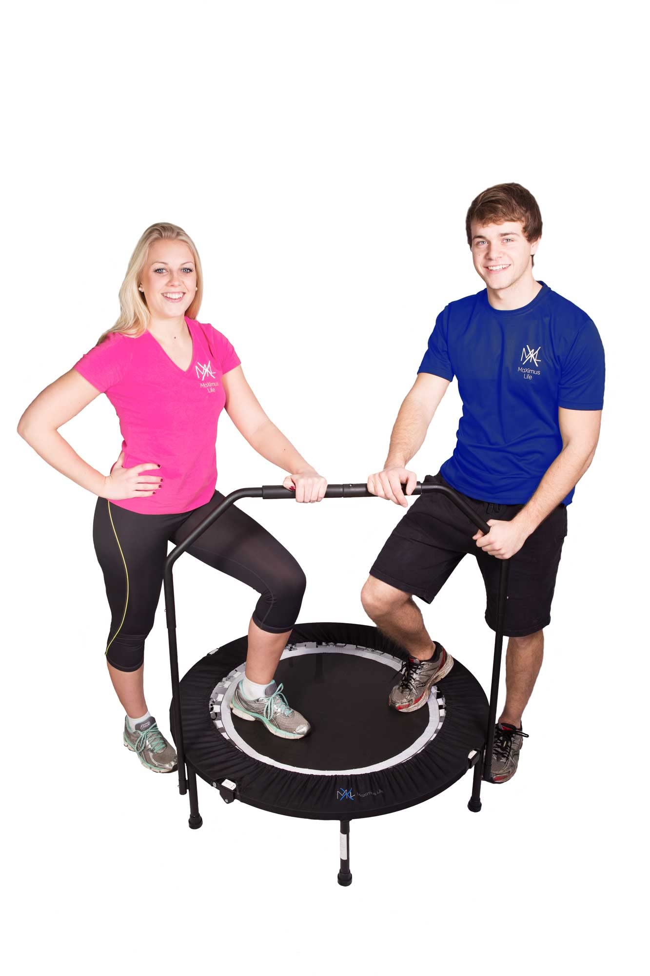 Maximus PRO Folding Rebounder Fitness Trampoline | Voted #1 Indoor Mini Exercise Trampoline for Adults with Bar | Best Home Gym for Fitness & Lose Weight | Free Storage Bag, Resistance Bands, Awesome