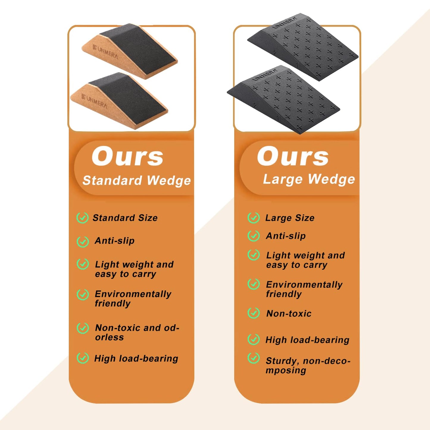 UNMERA Squat Wedge Block 2PCS Non Slip Professional Squat Ramp,Squat Platform for Heel Elevated Squats and Calf Raises,Slant Board Professional Squat Ramp for Weightlifting and Fitness