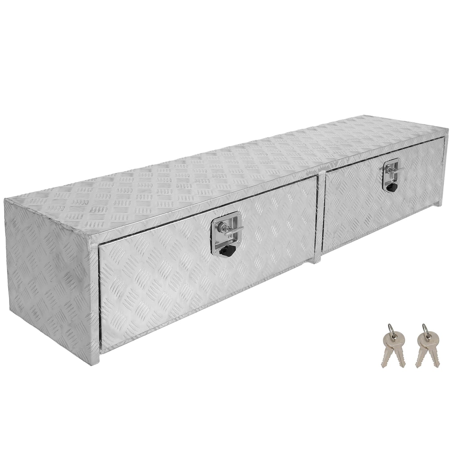 SCITOO 72" Aluminum Diamond Plate Truck Bed Tool Box,Heavy Duty Crossover Storage for Most Full Size Pickups,Lockable Weatherproof Chest,Fits 72"WX16"DX16"H Truck Beds,Easy Access to Load and Unload
