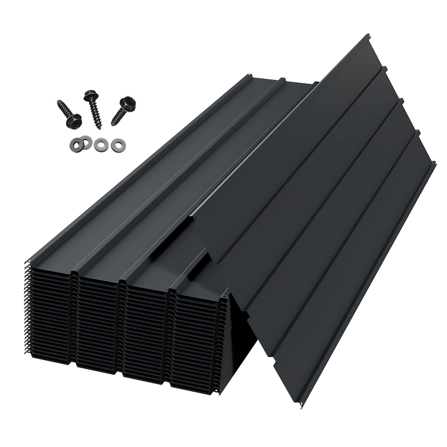 Domi 20 PCS Metal Roofing Panels, Galvanized Steel Corrugated Roof Panels Waterproof Heavy Duty Metal Siding Panels with Screws for Pergola Gazebo Garage Sheds Mobile Home (Grey)
