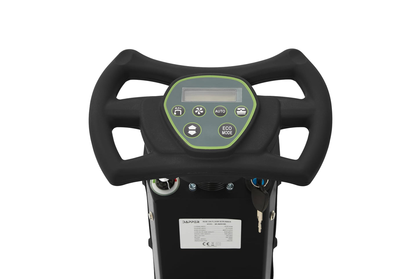 Battery Powered Ride-On Commercial Floor Scrubber Machine, 22" Brush, 31.5" Squeegee Width, 19 gal Solution Tank, 20 gal Recovery Tank, 5 hr Use 7 hr Charge, 200 RPM, 48,400 Sqft/H, Batteries Included