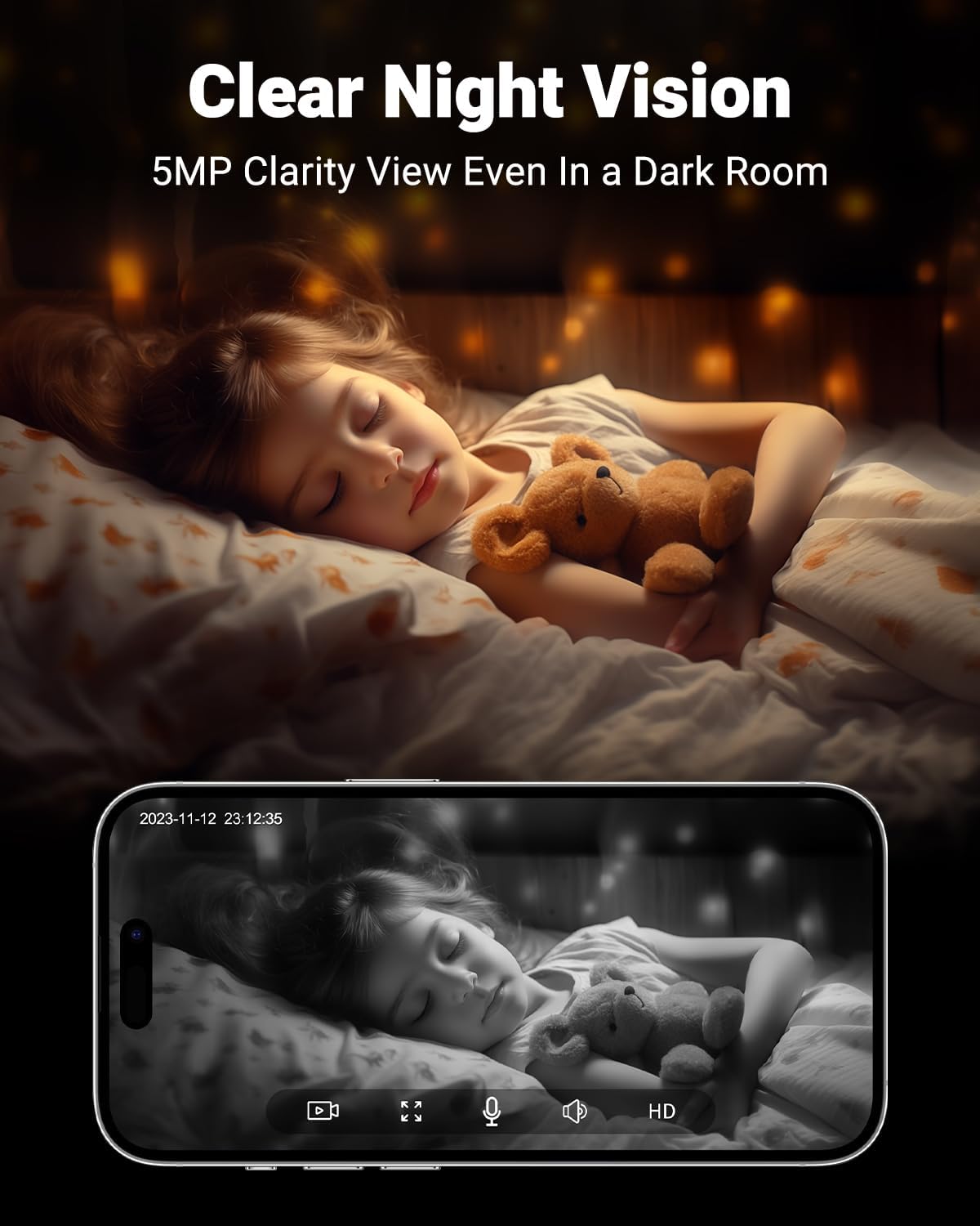 MUBVIEW 5MP 5/2.4G Plug-in Indoor Security Camera no Subscription, WiFi Pet Cam Indoor with Phone App, Dog Camera