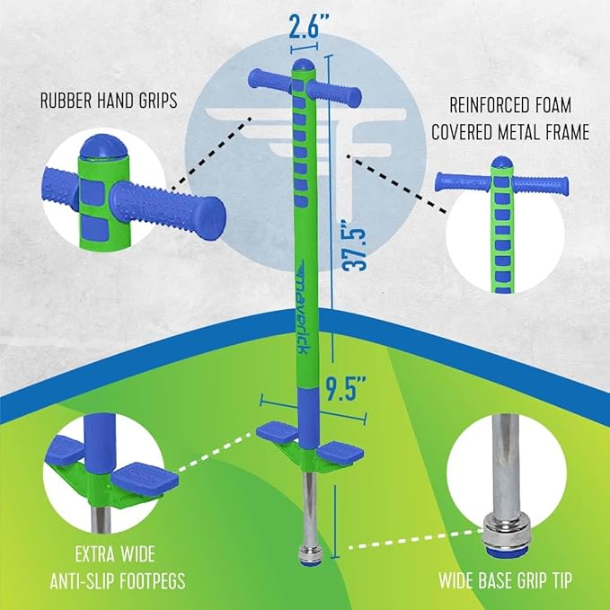 Flybar Jolt Pogo Stick for Kids Ages 6 and Up, 40 to 80 Pounds, Perfect for Beginners, Easy Grip Foam Handles, Anti-Slip Foot Pegs, Outdoor Toys for Boys, Jumper Toys for Girls, Outside Toys for Kids