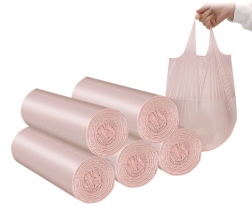 4 GALLON Bathroom Trash Bags 100 Counts Small HANDLES Garbage Bags for Office, Kitchen,Bedroom Waste Bin,Colorful Portable Strong Rubbish Bags (Rose gold 100Counts)