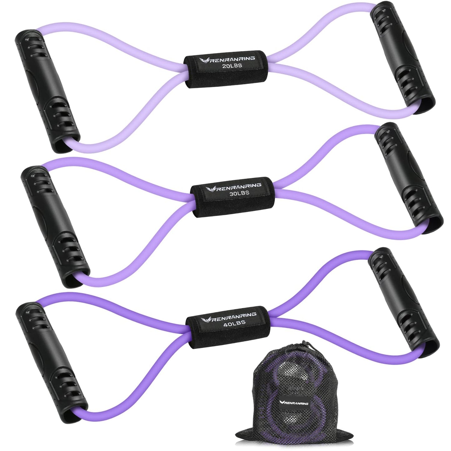 Resistance Bands, Figure 8 Fitness Exercise Bands with Handles - 8 Shaped Resistance Bands of 3 for Arm and Shoulder Stretch, Rope 8 Word Elastic for Women and Men