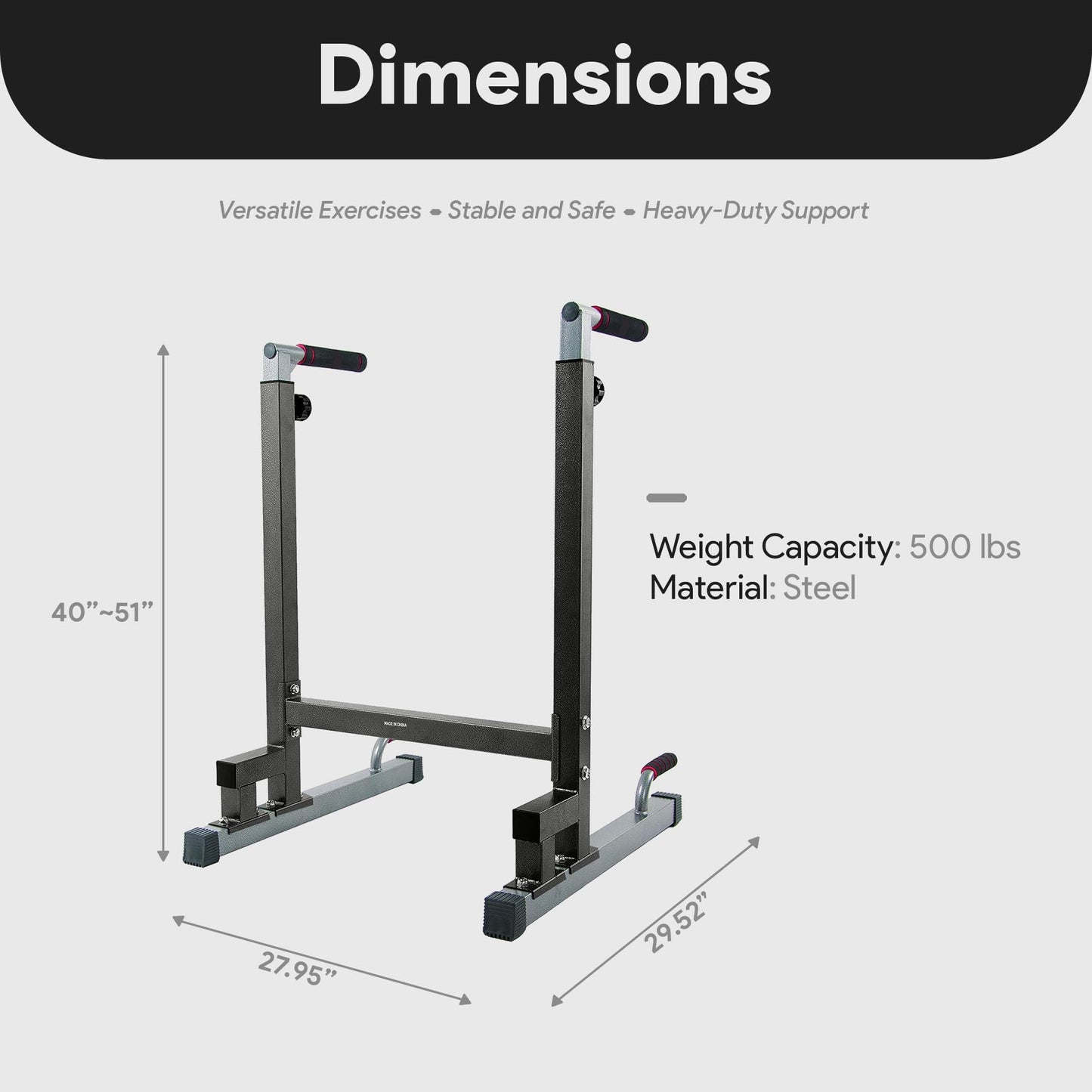 BalanceFrom Multi-Function Dip Stand Dip Station Dip bar with Improved Structure Design, 500-Pound Capacity, Black