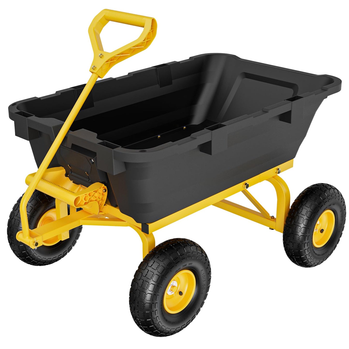 VINGLI Heavy Duty Dump Cart Wagon, 800LBS Quick-Release Dump Poly Wheelbarrow, 10in All-Terrain Pneumatic Tires Garden Wagon for Garden, Yard, Beach