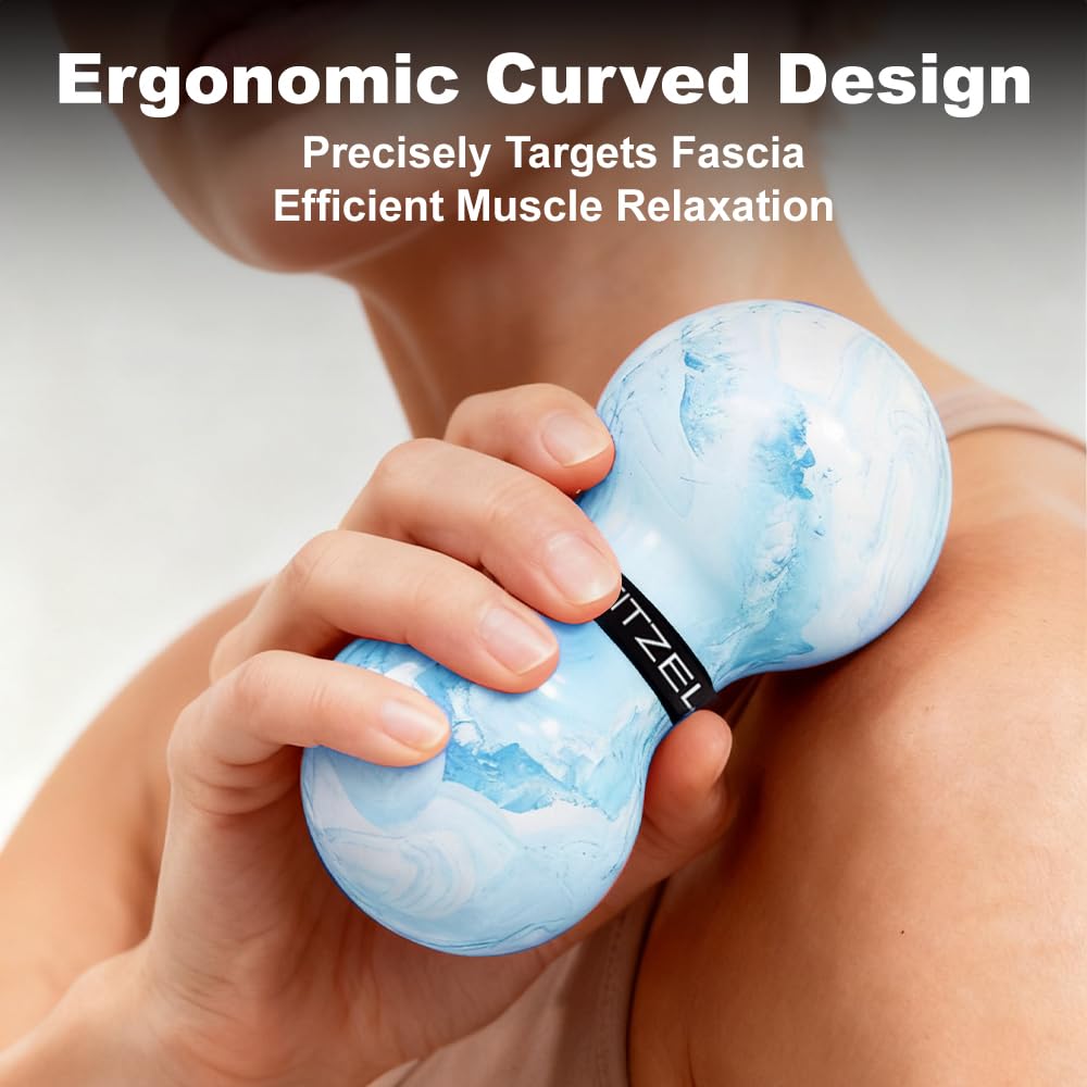 FITZELAR Double Lacrosse Massage Ball for Myofascial Release, Quality Certification, Massage Deep Tissue for Waist Back Feet, Trigger Point Therapy, Muscle Knots, Peanut Massage Ball for Muscle Pain
