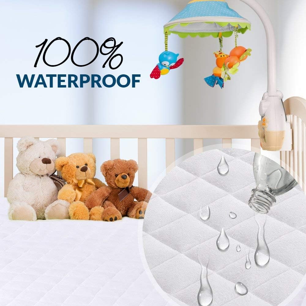 PlushDeluxe Crib Mattress Protector - 100% Waterproof & Noiseless | Ultra Soft Bamboo Viscose, 28”x49”
