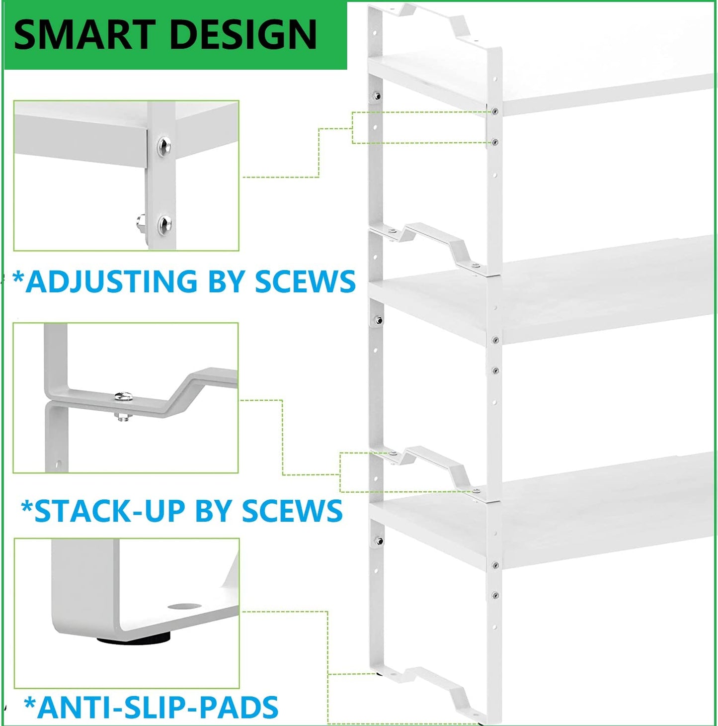 Jojocross Expandable Shelf for Cabinet Organizer Adjustable Stackable Spice Rack at Kitchen and Bathroom More, Counter Countertop Cupboard Organization Pantry Storage(LARGE/1PACK/WHITE)