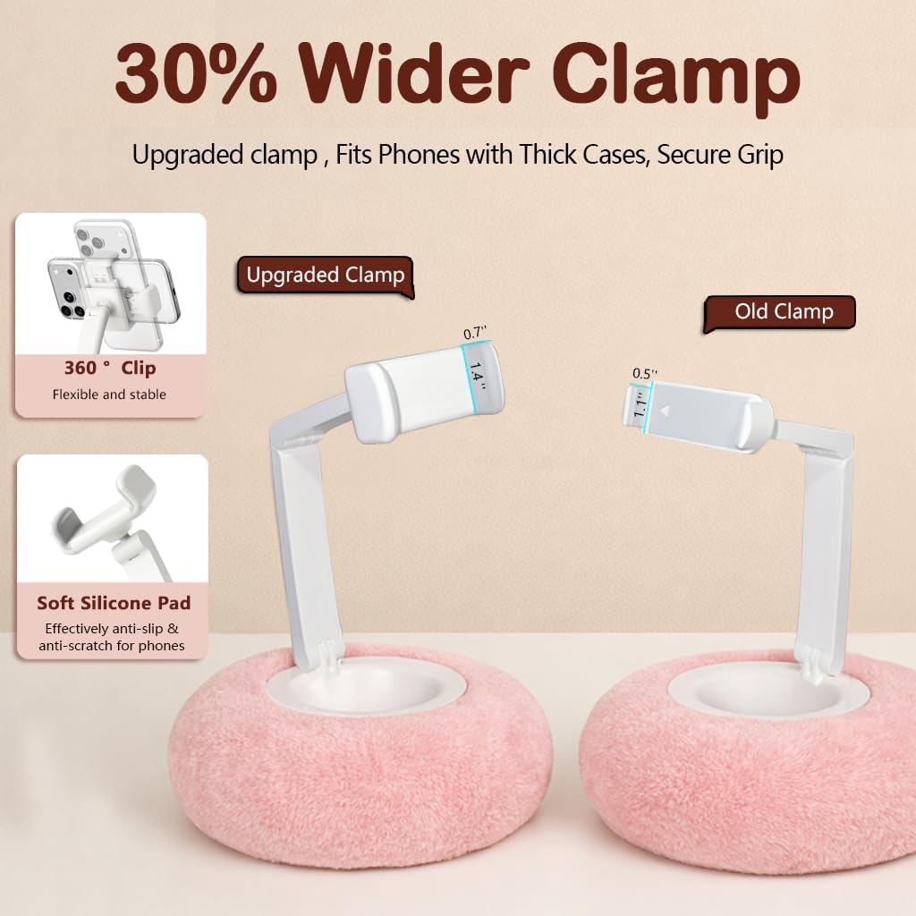 BIVOGID 360Adjustable Height,30% 4-7 Upgraded Phone Holder for Bed,Dual Axis Arm Angle Wider Clamp,Bed Phone Holder