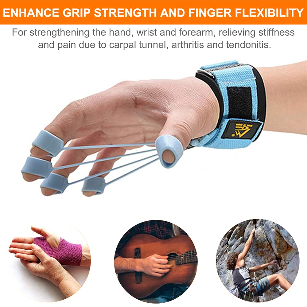 Finger Strengthener Hand Grip Strength Trainer Finger Extension Stretcher Exerciser Hand Rehab Work Out Relieve Pain Arthritis and Grip Training Kit 10LB+40LB