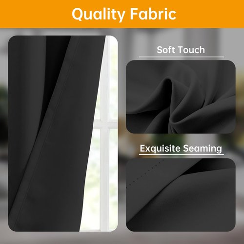 hoeflife Room Divider Curtains Blackout Floor to Ceiling Curtain with Hook Wall Mount Sliding Door Curtains Ceiling Mount Extra Wide Curtain Wall Divider for Room Separation (Black, W100 x H84 Inch)