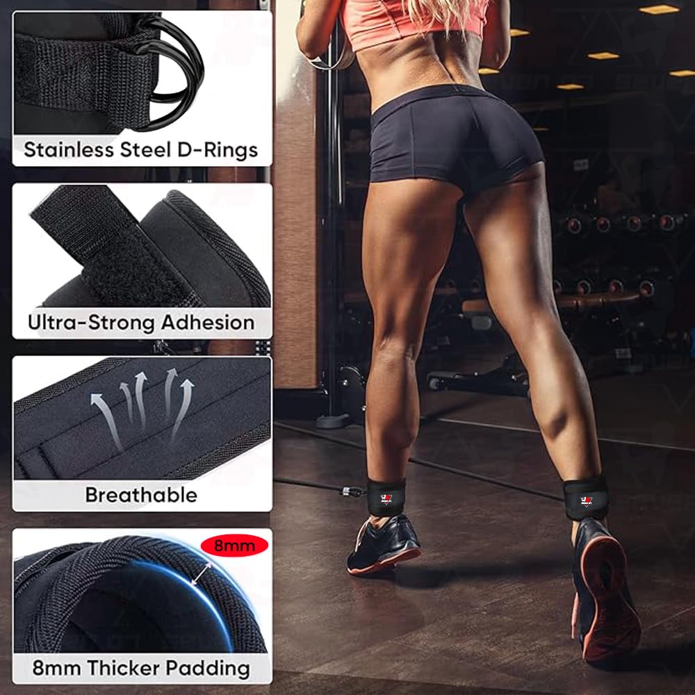 Ankle Straps for Cable Machines, Adjustable Comfort Ankle Cable Attachments for Women & Men, Glute Kickback Ankle Strap for Workout Gym Ankle Cuff Neoprene Padded Durable lifting Straps (Purple)