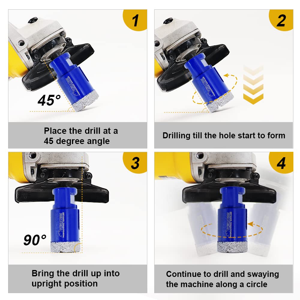 SHDIATOOL Diamond Tile Drill Bits Set,Porcelain Hole Saw, Cutter for Marble Ceramic Granite 10pieces(6/6/20/25/35/50/75/100mm/2 inch)