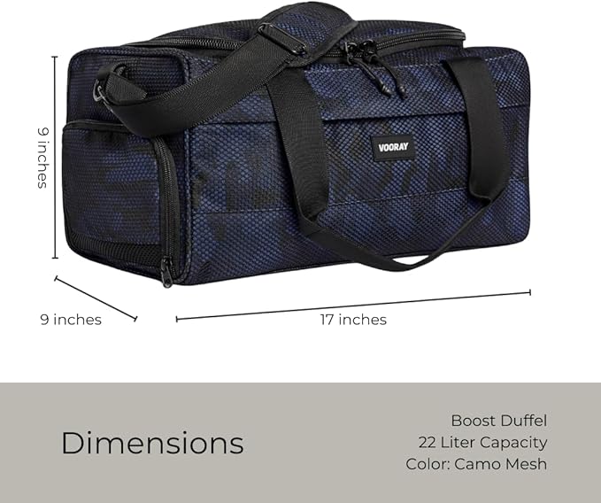 Vooray 23L Boost Duffel Bag – Small Travel & Gym Bag with Shoe Pocket, Weekender for Women & Men, Ideal for Overnight, Sports, and Workouts