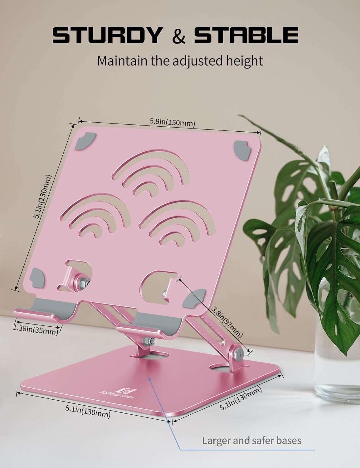 ToBeoneer 12 Inches. Adjustable Tablet Stand for Desk, Premium Aluminum Holder for iPads, Tablets, Kindles, Switch