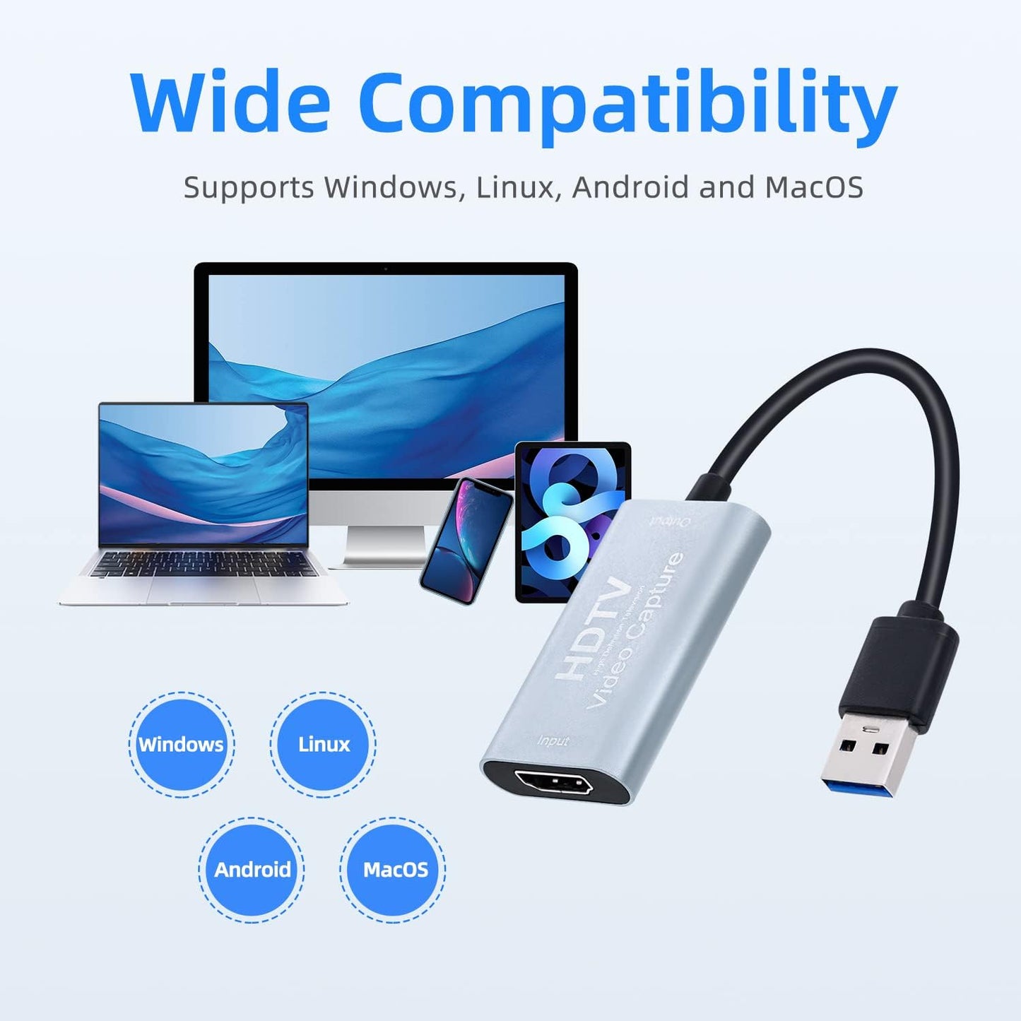 Mcbazel 4K 1080p 60fps 3.0 OBS/PS5/Switch/PC/Mac HDMI Video Capture Card USB C, Video Capture Device for Live