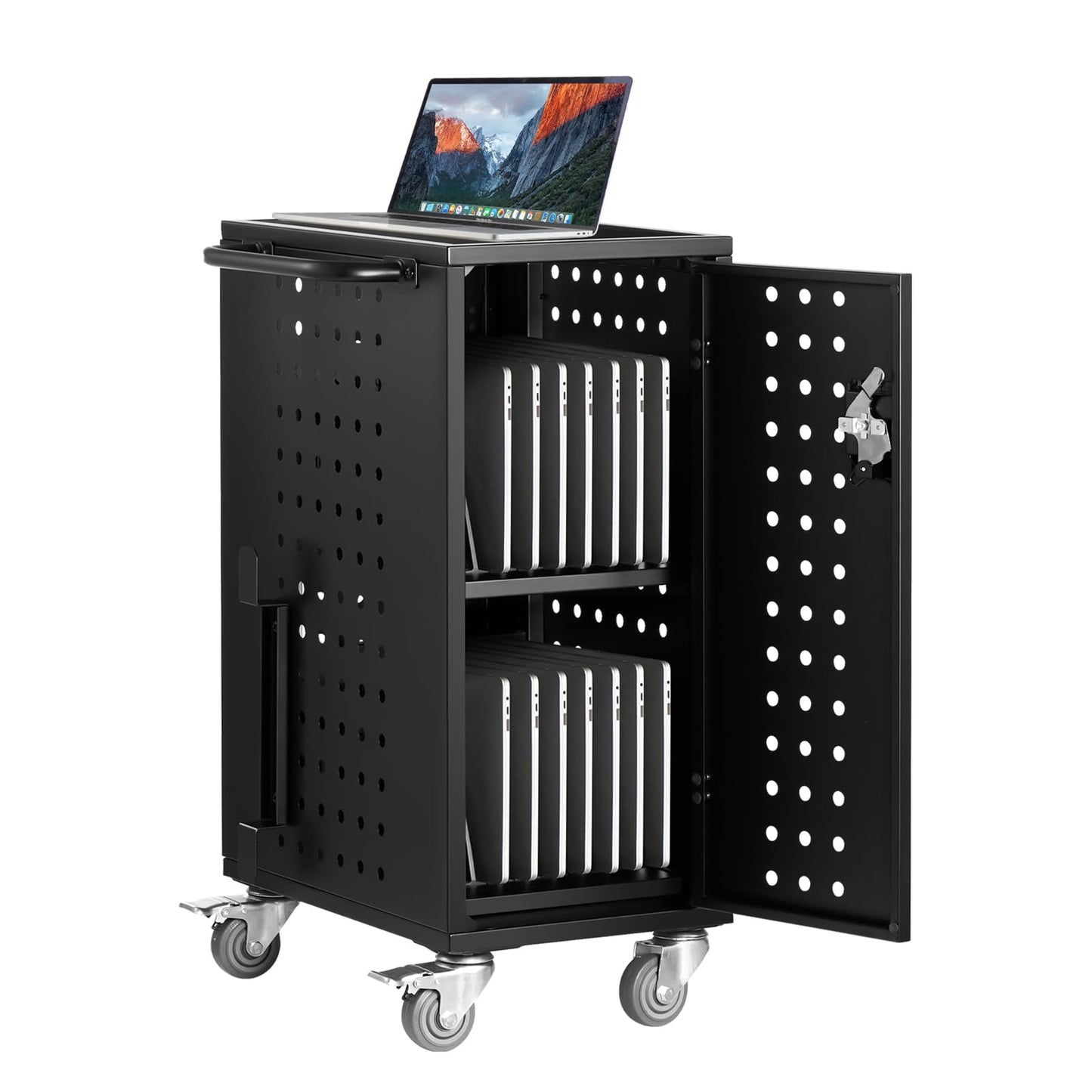 VEVOR 16 Device Charging Station with Lock & Key, Mobile Charging Cart for Chromebook, iPads, Tablet and Laptop, Up to 15.6 in Screen Size, Office and Classroom Locking Charging Station