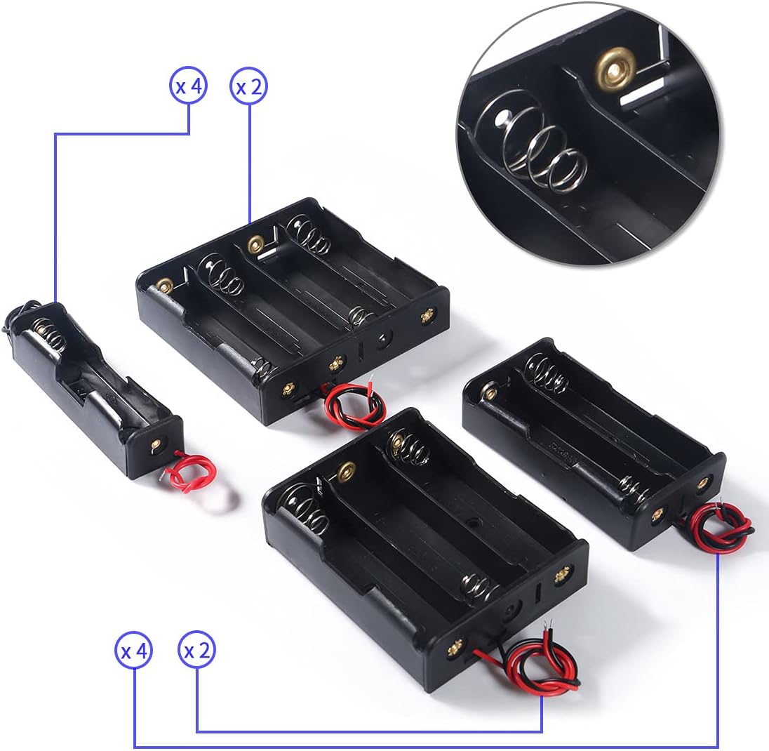 DORHEA 12PCS 18650 18650 3.7V, 1/2/3/4 3.7V 1/2/3/4 18650 Battery Holder Bundle with Wire Battery Holder Case x Series