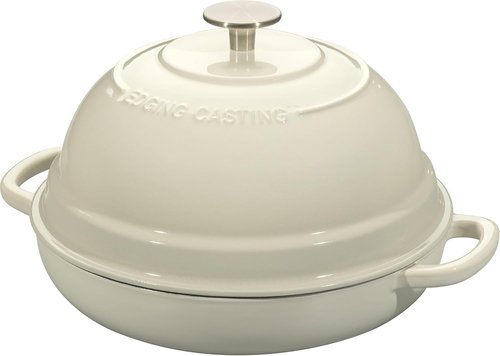 EDGING CASTING Enameled Cast Iron Dutch Oven - 6 Quart Round Pot for Homemade Sourdough Baking | White