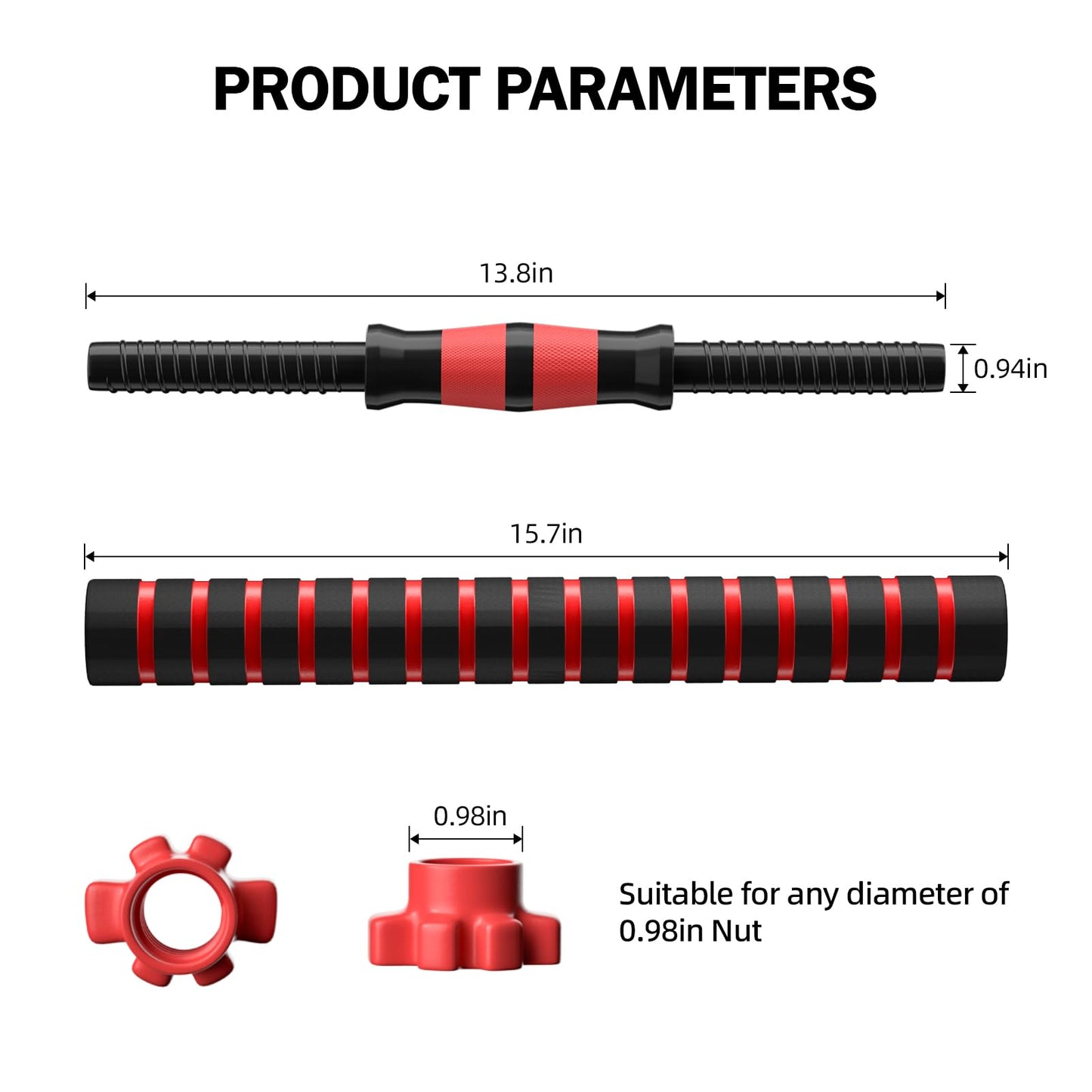 Dumbbell Handle Set, Dumbbell Bars 13.8in (35 cm), Suitable for 1 inch Wide Weight Plates, Home Gym Strength Training Accessories,Dumbbells Set Suitable for 20/30 Pounds